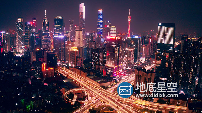 视频素材航拍广州cbd城市繁华夜景4k素材