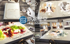 AE模板翻页粒子浪漫动画婚礼照片专辑书籍相册视频