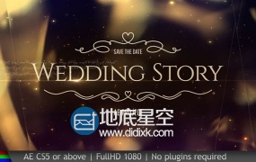 AE模板浪漫婚礼包装高贵金色片头照片相册视频动画制作
