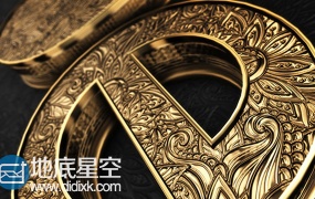 AE模板E3D制作三维纹理黑金色LOGO片头标志动画