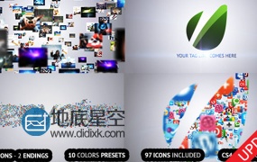 AE模板众多飞舞图片标志汇聚 公司片头LOGO演绎