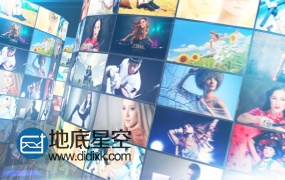 AE模板广播商业三维电视墙多屏幕照片展示幻灯片动画效果