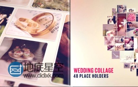 AE模板情人节LOVE照片拼贴画形成心形图案相册婚礼视频