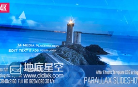 AE模板4K分辨率三角图形元素视差图文宣传片视频制作动画