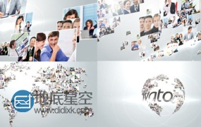 AE模板多视频图片汇聚成地球旋转企业公司世界标志片头动画