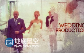 AE模板复古浪漫婚礼水墨散开遮罩漏光视频动画