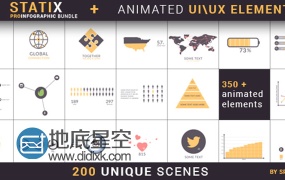 AE模板MG标题转场社交媒体元信息图表数据统计解析元素包