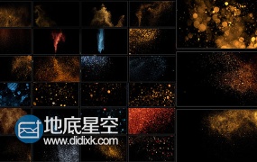 视频素材:50组4K分辨率大气华丽闪耀金色粒子飞舞合成视频素材