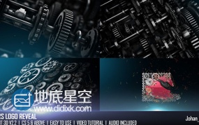 AE模板E3D汽车发动机金属机械三维齿轮标志变形演绎片头动画