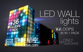 视频素材:36组LED大屏幕彩色灯光闪烁VJ循环背景动态
