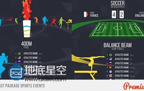 AE模板4K分辨率奥运会体育赛事比分统计排名预告栏目创意图形动画