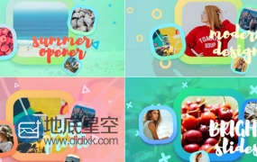 AE模板阳光明媚夏日幻灯片儿童小清新相册展示动画