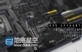 AE模板4k分辨率HUD科幻屏幕UI信息图超级间谍猎人任务动画