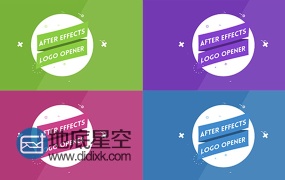 AE模板扁平化LOGO片头标签图形风格标题动画