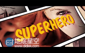 AE模板漫画风格分镜展示超级英雄动作手绘宣传片头动画