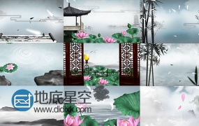 视频素材:42组中国风水墨荷花LED背景视频素材