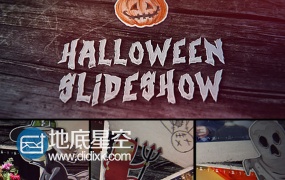 AE模板万圣节主题视频展示照片剪纸风格相册动画
