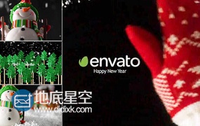 AE模板圣诞节快了新的一年冬天雪花雪人杉树庆典片头