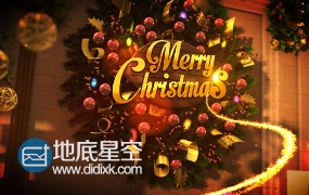 AE模板华丽圣诞节日新年祝福粒子特效片头动画