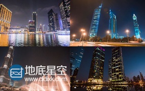 高清实拍迪拜的城市夜景建筑延时摄影
