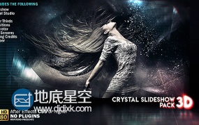 AE模板水晶玻璃质感折射幻灯片图片展示电影电视栏目包装动画