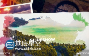 AE模板墨迹水墨展示相册唯美视差拼贴照片显示动画