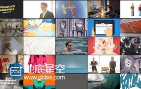 AE模板丰富多彩的卡通手绘液体动态转场过度MG动画