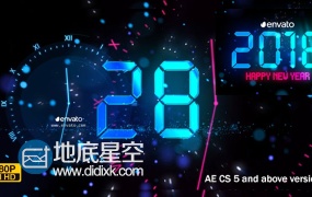 AE模板2018新年倒计时午夜粒子烟花特效视频