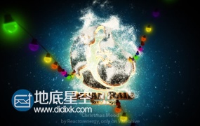 AE模板五颜六色彩灯圣诞节文字logo演绎动画