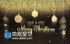 AE模板黄金色粒子圣诞节祝福新年节日快乐