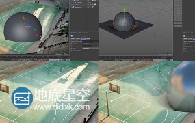 C4D视频教程碰撞对象与篮球场建模渲染