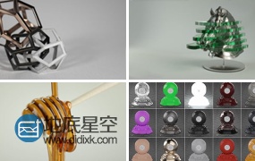 C4D Octane渲染器4K分辨率纹理金属木纹矿物塑料材质预设包