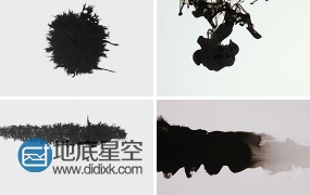 60组高清视频素材中国风水墨滴落艺术印迹墨水散开晕染