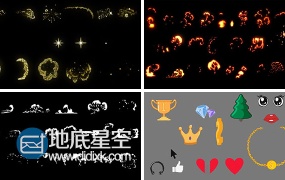 素材资源300个卡通元素素描涂鸦手绘闪光烟雾元素包