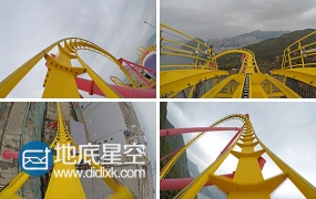 视频素材4K超清实拍游乐园过山车第一人视角