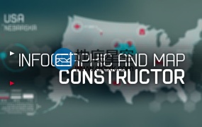 AE模板信息图表科技感世界地图饼图统计动画