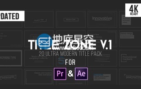 AE模板+PR字幕预设20组4K分辨率文字标题排版动画