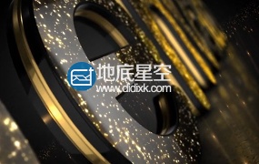 AE模板豪华金色的3D标志企业颁奖晚会LOGO演绎动画