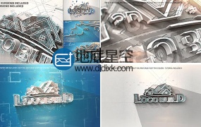 AE模板三维LOGO演绎生长标志建筑蓝图挤压文字片头动画