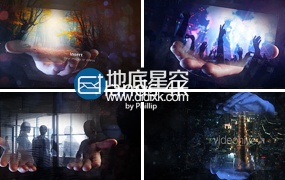AE模板4K分辨率实拍手持照片魔术高科技全息特效动画