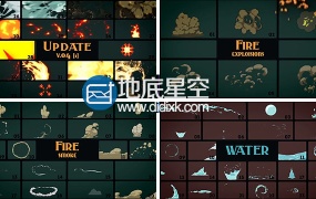 视频素材 200个2D动漫卡通特效二维水火烟雾风格元素视频素材