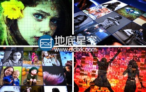 AE模板三维马赛克方块翻转生日纪念日照片墙汇聚图片Logo动画