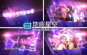 AE模板霓虹灯舞蹈派对夜总会时尚图片灯光闪烁片头动画