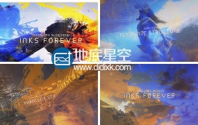 AE模板大气水墨散开遮罩三维视差图片展示幻灯片