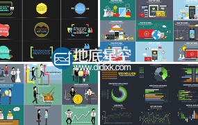 AE模板企业公司商务宣传介绍货币信息图表平面设计销售MG动画元素包