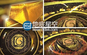 AE模板大气金色的三维logo标志演绎动画