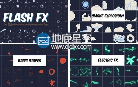 AE模板+视频素材104组MG二维卡通漫画烟雾电流灰尘爆炸图形元素V2版