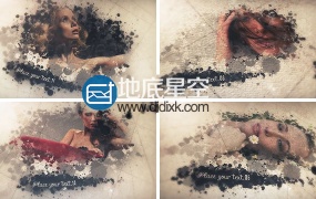 AE模板水墨油漆婚礼照片动画视频