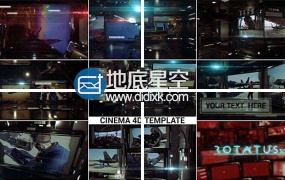 AE+C4D模板未来高科技军事武器三维监视屏幕动画