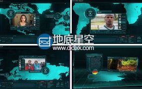 AE模板HUD科技感地球卫星空间地图信息展示动画